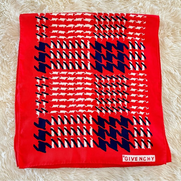 Vintage Givenchy Scarf - 64” Red White & Blue - Picture 2 of 6